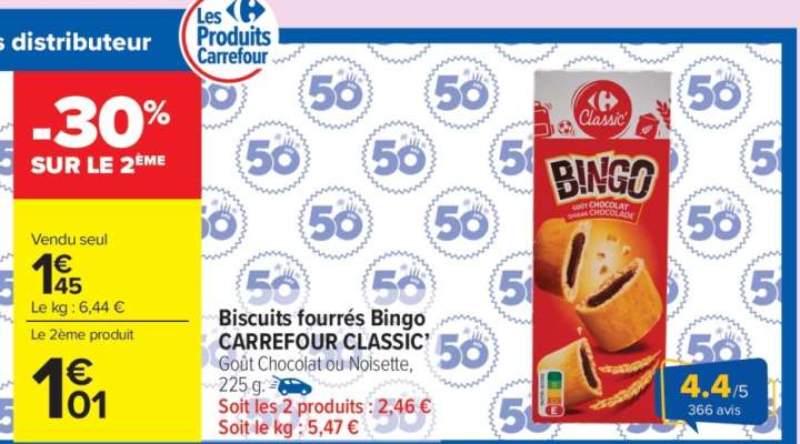 Biscuits Fourrés Bingo Carrefour Classic'