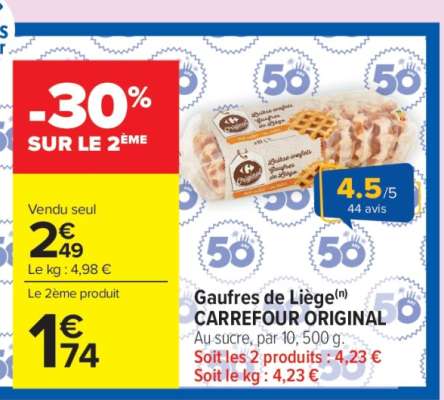 Gaufres de Liège CARREFOUR ORIGINAL