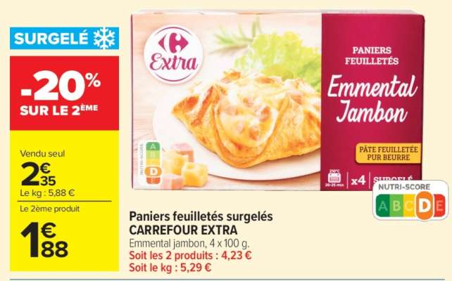 Paniers feuilletés surgelés CARREFOUR EXTRA