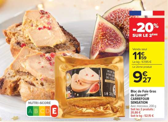 Bloc de Foie Gras de Canard CARREFOUR SENSATION