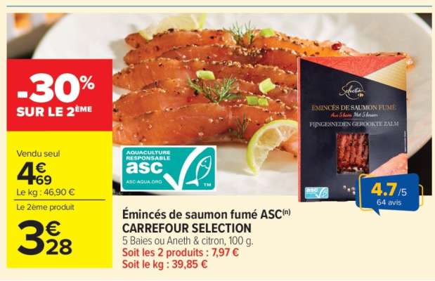 Emincés de saumon fumé ASC