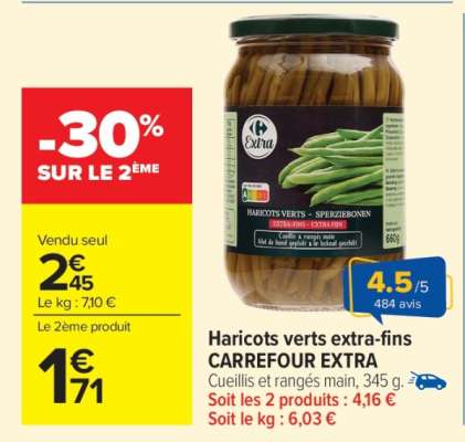 Haricots verts extra-fins CARREFOUR EXTRA