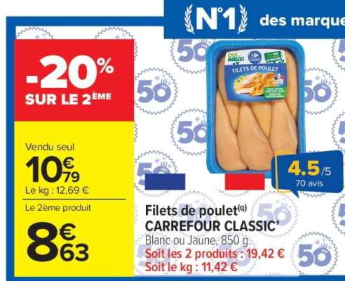 Filets de Poulet CARREFOUR CLASSIC'