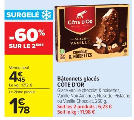 BATONNETS GLACES CÔTE D'OR