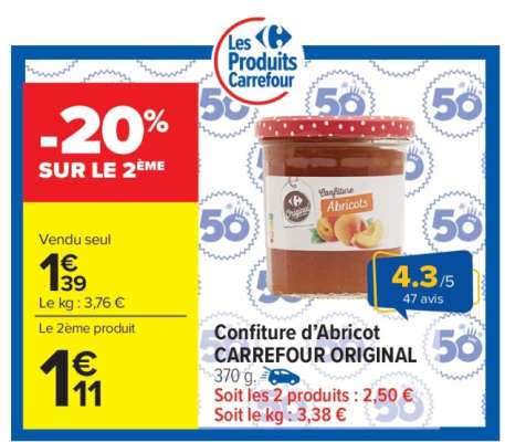 Confiture d'Abricot CARREFOUR ORIGINAL