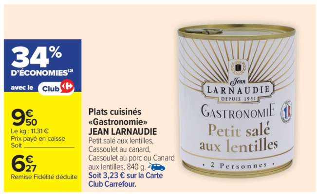 JEAN LARNAUDIE Petit salé aux lentilles