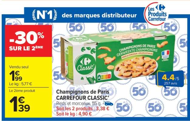 Champignons de Paris CARREFOUR CLASSIC'