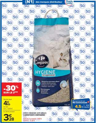 Litière minérale anti-odeurs CARREFOUR COMPANINO