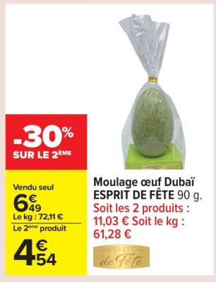 Moulage œuf Dubaï ESPRIT DE FÊTE 90 g
