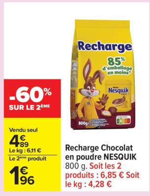 RECHARGE CHOCOLAT EN POUDRE “NESQUIK”