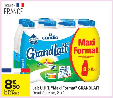 Lait U.H.T. «Maxi Format» GRANDLAIT
