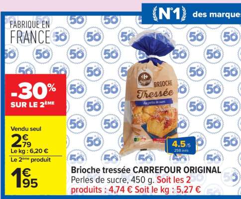 Brioche tressée CARREFOUR ORIGINAL