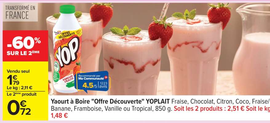 Yaourt à boire "Offre Découverte" YOPLAIT