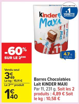 Barres Chocolatées Lait KINDER MAXI