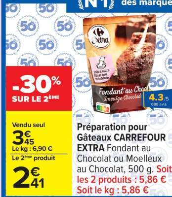Préparation pour Gâteaux CARREFOUR EXTRA Fondant au Chocolat