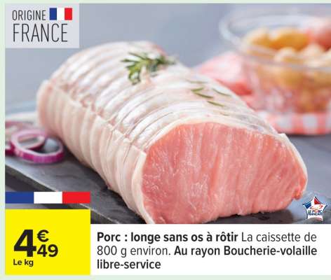 Porc : longe sans os à rôtir