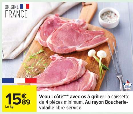 Veau : côte*** avec os à griller