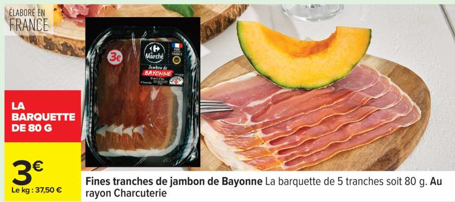 Fines tranches de jambon de Bayonne