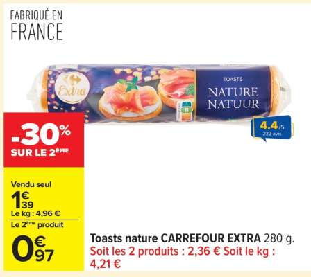 Toasts nature CARREFOUR EXTRA 280 g