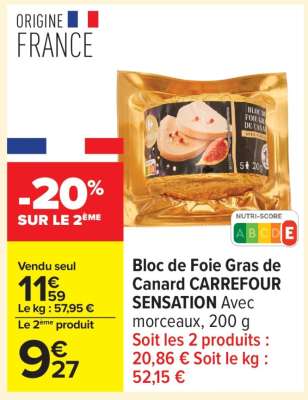 Bloc de Foie Gras de Canard CARREFOUR SENSATION