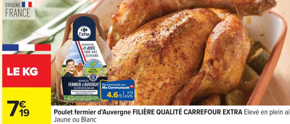 Poulet fermier d'Auvergne FILIÈRE QUALITÉ CARREFOUR EXTRA