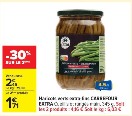 Haricots verts extra-fins CARREFOUR EXTRA