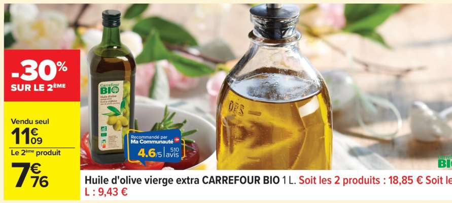 Huile d'olive vierge extra CARREFOUR BIO 1 L