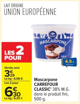 Mascarpone CARREFOUR CLASSIC'