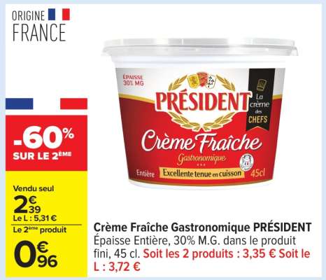 CRÈME FRAÎCHE GASTRONOMIQUE PRESIDENT