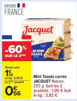 Mini Toasts carrés JACQUET Nature