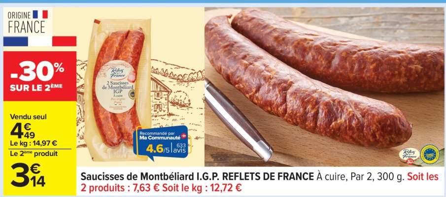 Saucisses de Montbéliard I.G.P. REFLETS DE FRANCE