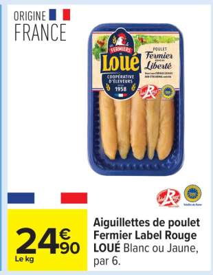Aiguillettes de poulet Fermier Label Rouge LOUÉ