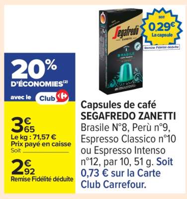 Capsules de café SEGAFREDO ZANETTI