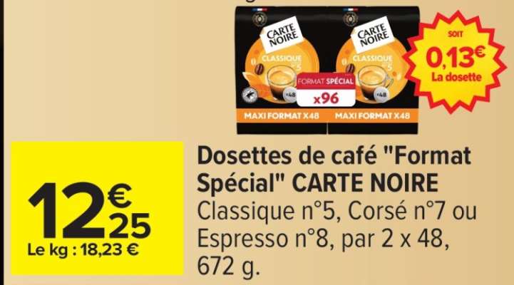 Dosettes de café "Format Spécial" CARTE NOIRE