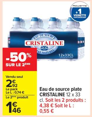 Eau de source plate CRISTALINE 12 x 33 cl