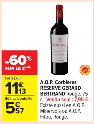 A.O.P. Corbières RÉSERVE GÉRARD BERTRAND Rouge, 75 cl