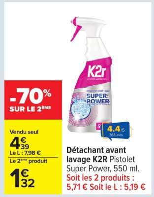 Détachant avant lavage K2R Pistolet Super Power