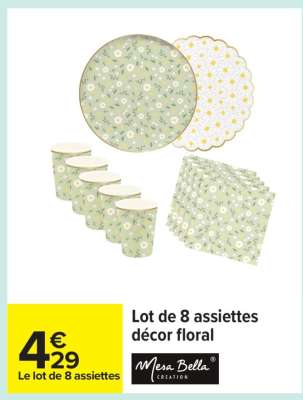 Lot de 8 assiettes décor floral