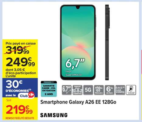 Smartphone Galaxy A26 EE 128Go