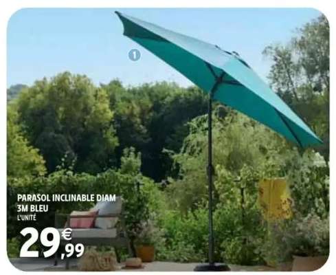 PARASOL INCLINABLE DIAM 3M BLEU