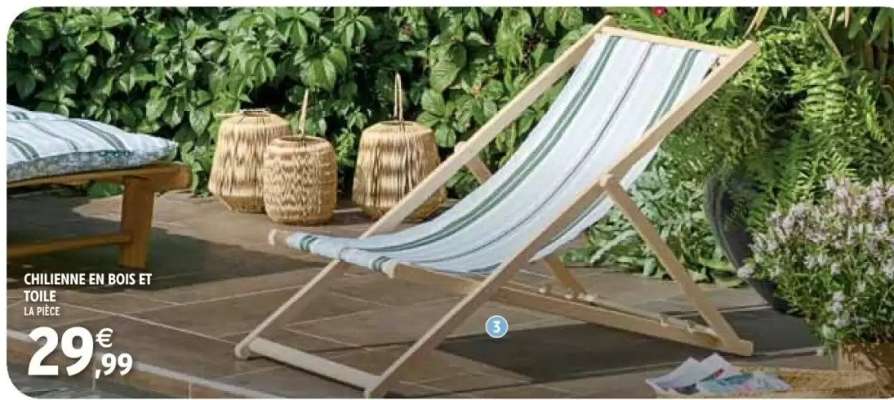 CHILIENNE EN BOIS ET TOILE