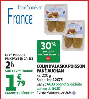 COLIN D'ALASKA POISSON PANÉ AUCHAN