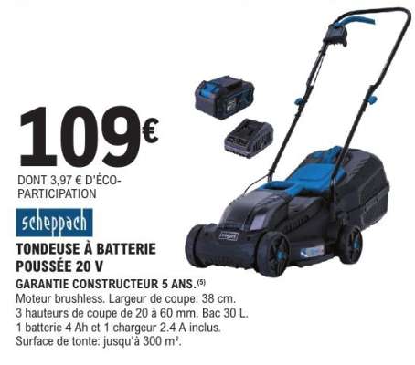Tondeuse à batterie poussée 20 V
