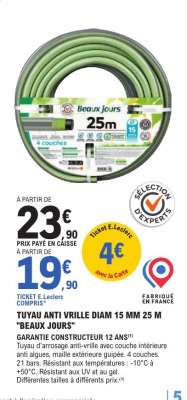 TUYAU ANTI VRILLE DIAM 15 MM 25 M "BEAUX JOURS"