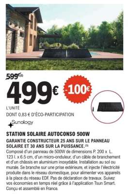 STATION SOLAIRE AUTOCONSO 500W