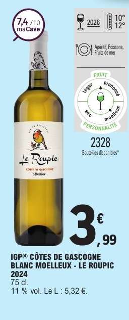 IGP CÔTES DE GASCOGNE BLANC MOELLEUX - LE ROUPIC 2024