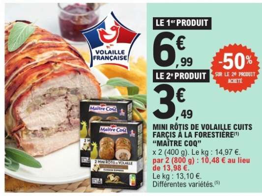 MINI RÔTIS DE VOLAILLE CUITS FARÇIS À LA FORESTIÈRE "MAÎTRE COQ"