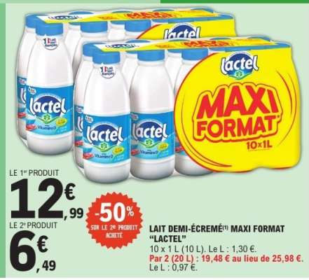 Lait Demi-Écrémé Maxi Format Lactel