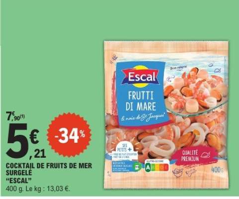 Cocktail de fruits de mer surgelé "Escal"