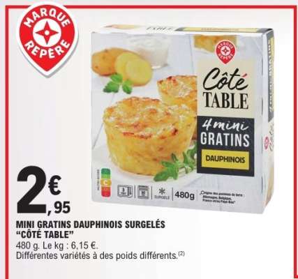 MINI GRATINS DAUPHINOIS SURGELES "CÔTÉ TABLE"